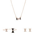 European and American source diamond bow three-piece necklace, earrings, bracelet, wedding accessories set.