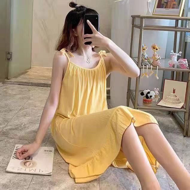 Mid-Length%20Spring%20and%20Summer%20Nightdress%20Women's%20Sling%20Jumpsuit%20Korean%20Style%20Spring,%20Summer,%20Autumn%20Season%20Cute%20Girl%20Pajamas%20Homewear%20-%20Image%207