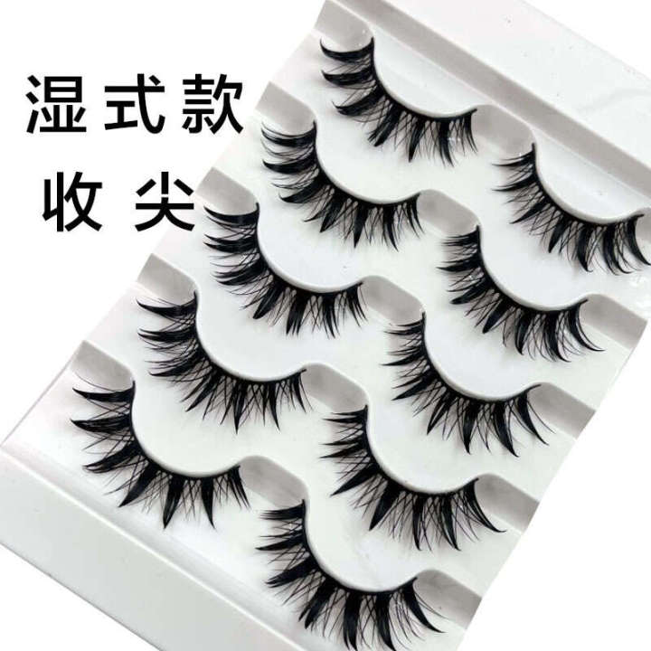 Wet Comic Barbie Sharp Thai Makeup Thick 5 Pairs of Fake Eyelashes, Natural Slim, Simulated Curling, Hard Stem Eyelashes