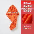 Factory direct sales support embroidery custom logo cloud coral velvet dry hair cap women's single layer absorbent bag headscarf shower cap. 