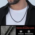 Black Leather Cord Necklace With Sterling Silver.