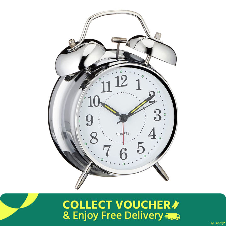 Alarm Clock/Twin Bell Table Clock - Loud Alarm Clock - Stylish Timekeeping for Home Office & Students - Vintage Retro Classic - wall clock