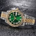 【7Rings Store】(NEW)Luxury Rhinestone Roma Men's Calendar Watch Stainless Steel Band Wristwatches Male Date Relogio.