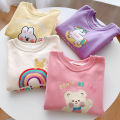 Girls sweatshirt spring children's clothes top women's new small and medium-sized children round neck cotton long sleeve children's cartoon autumn clothes white.