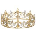 (NEW)OIMG Royal King Crown For Men - Metal Prince Crowns And Tiaras Full Round Birthday Party Hatsmedieval Accessories Gold.