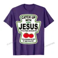 Grunge Christian Catch Up With Jesus Ketchup T-Shirt Top T-Shirts Tops Shirts Funny Harajuku Cotton Casual Gift Men. 
