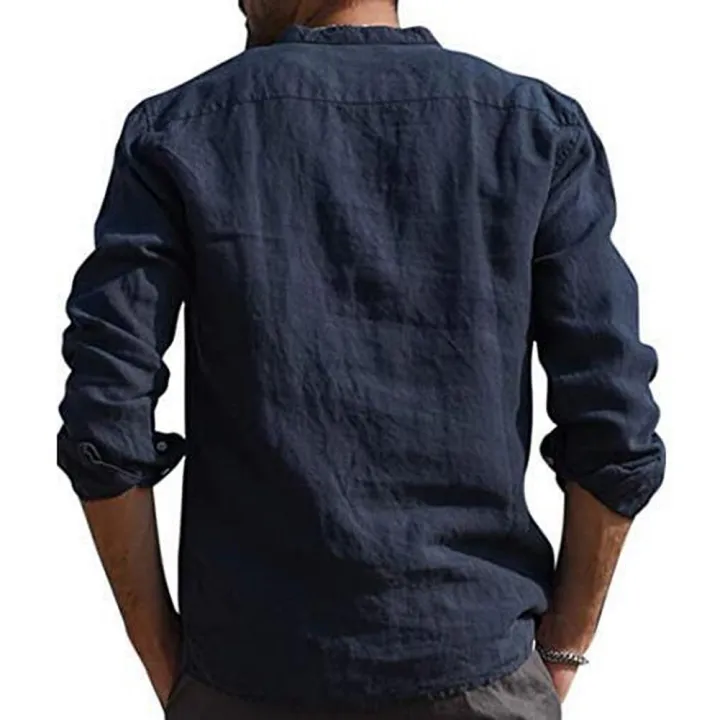 2021%20Men%20Casual%20Shirts%20Solid%20Color%20V%20Neck%20Long%20Sleeve%20Shirt%20Simple%20Button%20Pocket%20Top%20Cotton%20Linen%20Skin-friendly%20Daily%20Wear%20Shirt%20-%20Image%207
