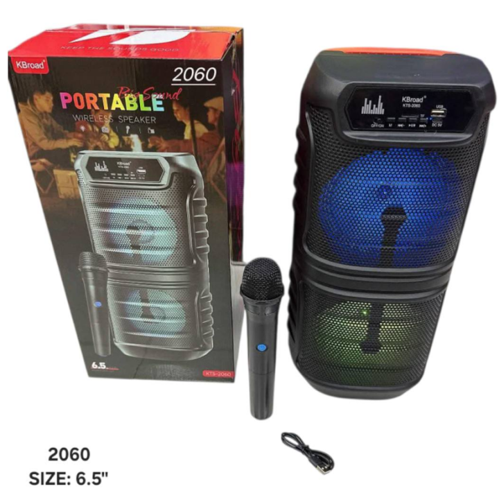 KTS%202060%20%7C%20Portable%20Dual%206.5%20Inch%20Bluetooth%20Karaoke%20Speaker%20with%20Wireless%20Mic,%20FM%20Radio,%20and%20RGB%20LED%20Lights%20-%20Image%202