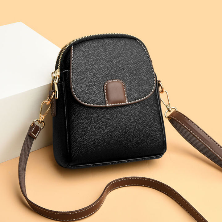2024 New Fashion Shoulder Bag Bag Tide Women's Mobile Phone Bag Soft Leather Versatile European and American Crossbody Bag