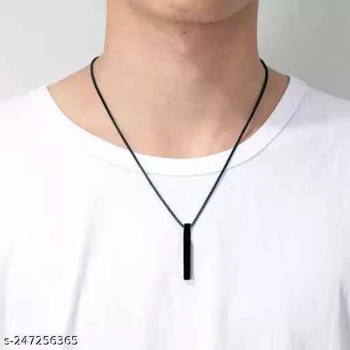 silver%20and%20black%20%20Color%20Metal%20Chain%20for%20Men%20-%20Image%203