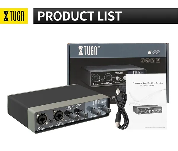 X%20TUGA%20E22%20HIGH-FIDELITY%20Audio%20Interface%20Professional%20Sound%20Card%2024-bit/192KHZ%20-%20Image%204