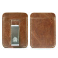Leather Card Holder with Money Clip Wallet for Man. 