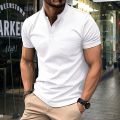 Summer New Men'S Polo Short Sleeve Lapel Button Solid Color Oversized Polo Shirt Fashion Casual Top. 