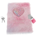 Girl's Diary Fuzzy Lock Journal Soft Cover Furry Notebook with Notebooks for Kids Heart Account Locking Writing Girls.