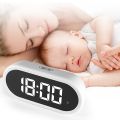 Digital Alarm Clock with Large LED Display, Portable Bedside Clock with Fully Adjustable Dimmer, 12/24H, Snooze White. 