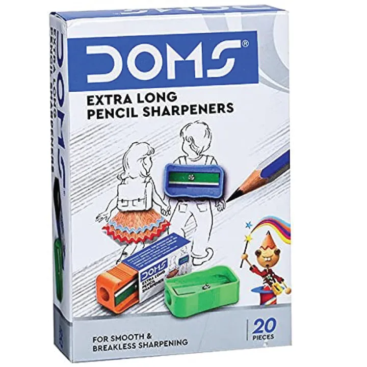 DOMS%20Non-Toxic%20Extra%20Long%20Multicoloured%20Pencil%20Sharpener%20%7C%20Box%20Pack,%2020%20Pieces%20%7C%20Smooth%20&%20Breakless%20Sharpening%20-%20Image%202