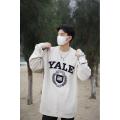 Large size Polo shirt Defective product processing YALE Harvard round neck sweater men's autumn and winter trendy brand loose pullover plus velvet couple flocking top Eurocode.