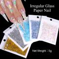 Irregular Glass Paper Nails Glitter Nail Flakes Slices Sparkly Sequins Paillette Tips 3D Nail Art Decoration DIY Manicure. 