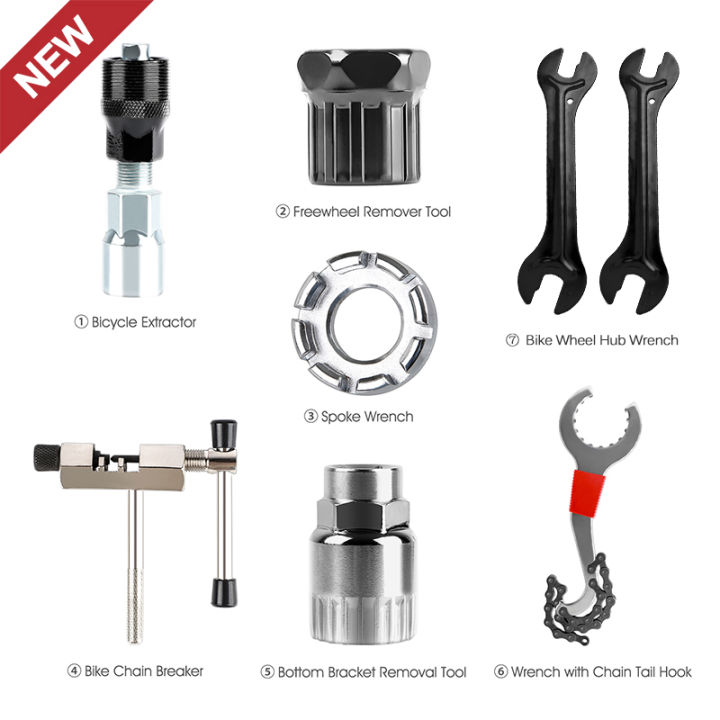Bicycle Tools Kit Crank Puller Chain Splitter Cutter Breaker Flywheel Remover Bike Wheel Hub Spoke Wrench MTB Repair Accessories
