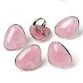 KFT Natural Rose Pink Quartz Stone Rings Healing Crystal Quartz Reiki Stone Resizable Finger Ring Jewelry For Women Men Girls. 