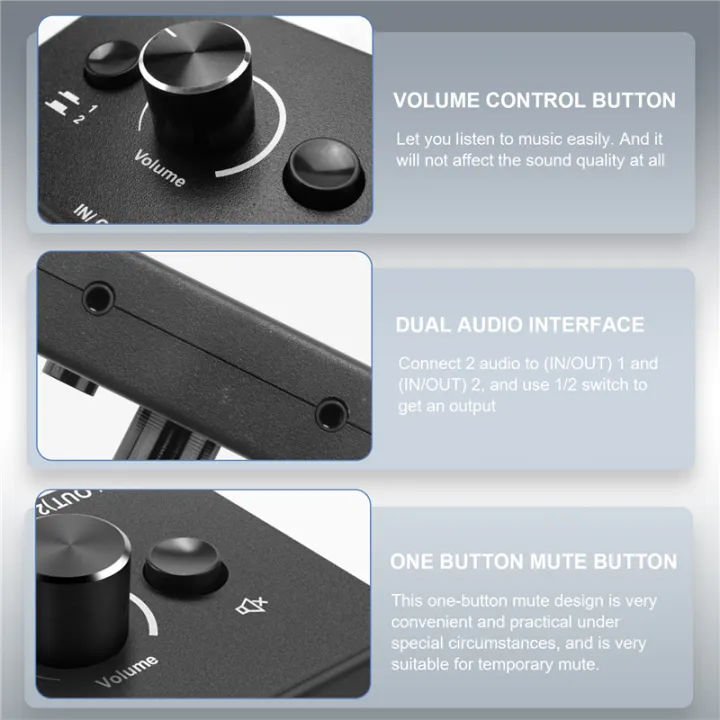 3.5mm%202%20Input%201%20Output/1%20Input%202%20Output%20Audio%20Switcher%20Audio%20Splitter%20Switcher%20One-Key%20Mute%20Button%20-%20Image%203