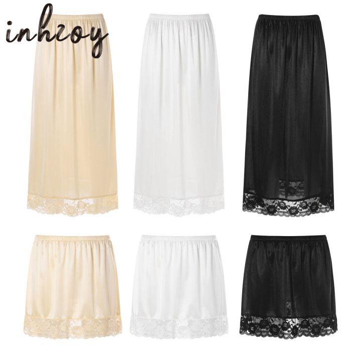 Womens%20Girls%20Ice%20Silk%20Half%20Slips%20Underskirt%20Basic%20Soft%20Lace%20Trim%20Petticoat%20Underdress%20Intimates%20Safety%20Long%20Skirt%20Underwear%20-%20Image%203