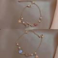 Korean Fashion Cute Star Moon Bracelets for Women Colorful Natural Stone Zircon Adjustable Pearl Chain Bracelet Wedding Jewelry.