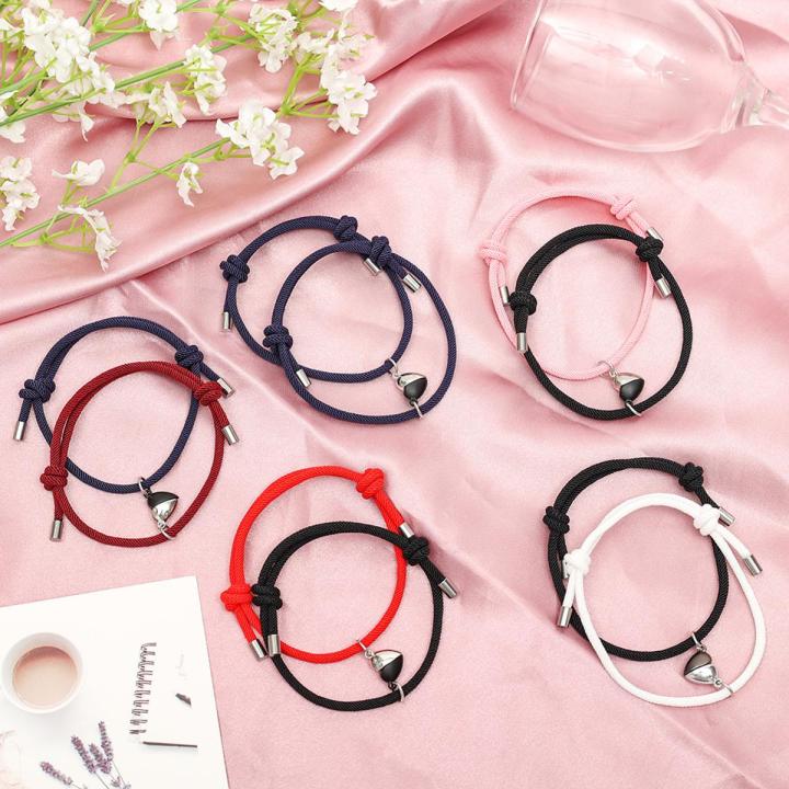 1Pair Love Magnetic Couple Bracelets Personality Simple Hand Woven Adjustable Hand Rope Valentine's Day Commemorative Gifts