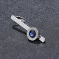 European and American fashion trend men Blue Stone Silver Metal tie clip. 