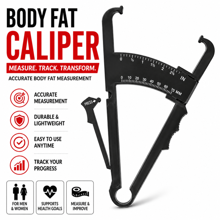 Body Fat Caliper Skin Analyzer Fitness Measurement Tool for Weight Loss & Health Tracking