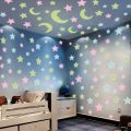 100Pcs Moon Star Wall Sticker Bedroom Fluorescent Glow In The Dark Stars 3D Stickers Home Decor Kids Gifts.