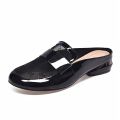 Leather Fashion Half Slippers for Women2023Spring and Summer New Mesh Closed Toe Loafers Heel-Free Sandals. 