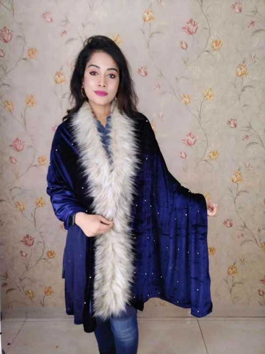 Velvet Shawls For Women Fabric With Stone Work