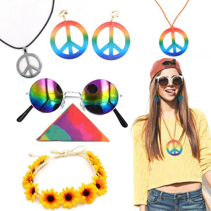 ippie Sunglasses eace Sign endant Earrings aiow ood 60 or 70's ippie p Accessories ecoratie Set