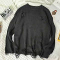 【NShisasN】Autumn and Winter Sweaters Men's Broken Hole Loose Fashion Korean Version Hollow out Beggar Round Neck Couple Pullover Knit. 