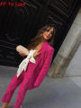 Rose Hot Pink Wide Leg Pants Straight Woman Elegant Long Trousers PB ZA Female Zipper 1971240. 