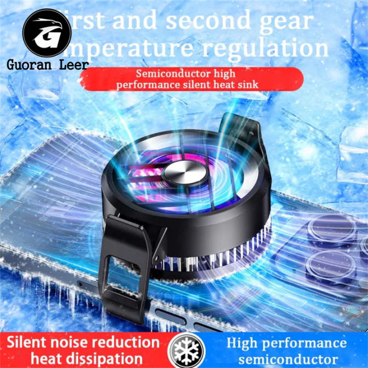 GT30 Mobile Phone Cooler Universal Phone Cooling Fan RGB Semiconductor Radiator Cooling Fan For Playing Games Watching Videos
