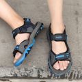 2023Summer Youth Sports Sandals Men's Junior High School Student Slippers Leather All-Match Non-Slip Soft Bottom Beach Shoes.