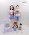 【The road to happiness Store】5-person Family Doll Set Mom / / Baby / Kelly / Cart Girl Toy Fashion Pregnant Women Doll Child Toy Birthday Gift D. 