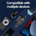 7-In-1 Retractable Car Charger with Digital Voltmeter USB+PD Port Fast Charging Cable.