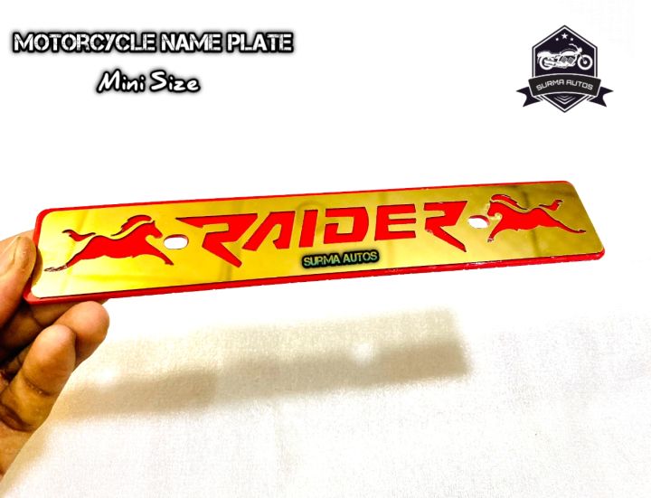Raider Motorcycle New Design Name Plate Metal Gold