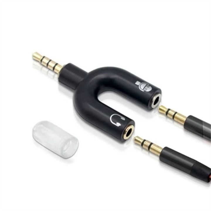【Must-have】 PC U-shape Earphone Splitter Adapters Splitter Mic&Headphone Stereo Plug Audio Splitter 3.5mm