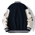 Mens Spring Fall Varsity Jackets Embroidery Korean Fashion Loose Baseball Uniform Couple Blue Retro Leather Sleeve Bomber Coats.