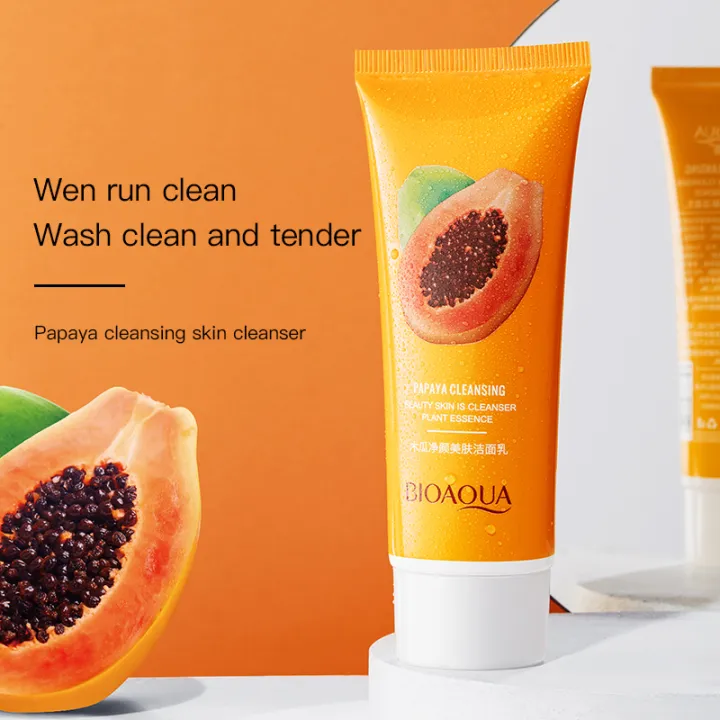 BIOAQUA Papaya Moisturizing Shrink Pore Face Wash Foam Facial Cleanser -100gm