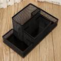 Metal Mesh Office Desktop Organizer Pen Pencil Box Stationery Holder Case Black -.