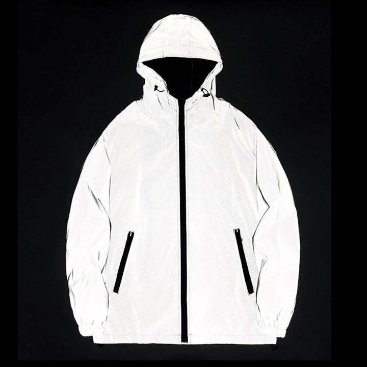 Mens Glow In The Dark Jacket Windbreaker Reflective Jacket Top Men's Clothing