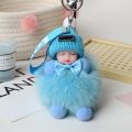 【HOT】 Cute Plush Keychain Sleeping Baby Doll Keychain Plush Kpop Accessories Pompom Keyring Toys For Girls Kawaii Keychain Bag Pendant.