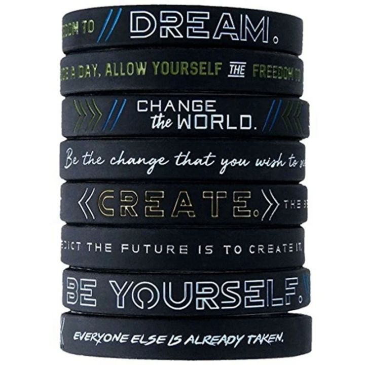 New Inspiring Bracelets Motivational Be yourself, Change The World Create Dream Inspirational Silicone Wristband Rubber Bracelet