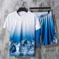 White Printed Summer Combo T-Shirt & Pant for Men. 