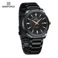 NAVIFORCE 8029 New Luxury Men Watches Casual Luminous Date Clock Stainless Steel Male Quartz Wristwatches-Black. 